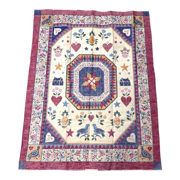 Cuddle Prints By Fabri-Quilt Quilted Wall Hanging Throw Blanket Folk Art Birds - Picture 7 of 7